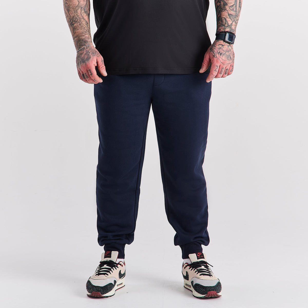 Men's Heavyweight Cotton Blend Hoodie & Joggers Set in Navy – view 6
