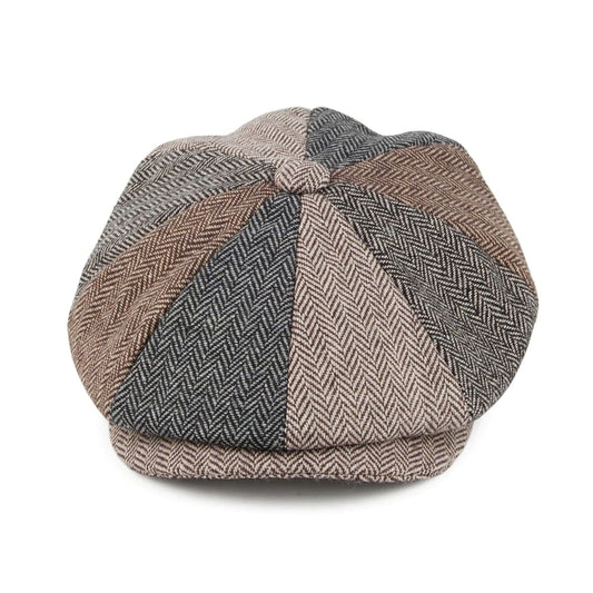 Burbage Men's Herringbone Cotton Newsboy Cap – 100% Cotton, Classic Weave, Adjustable 55–60 cm | Grey