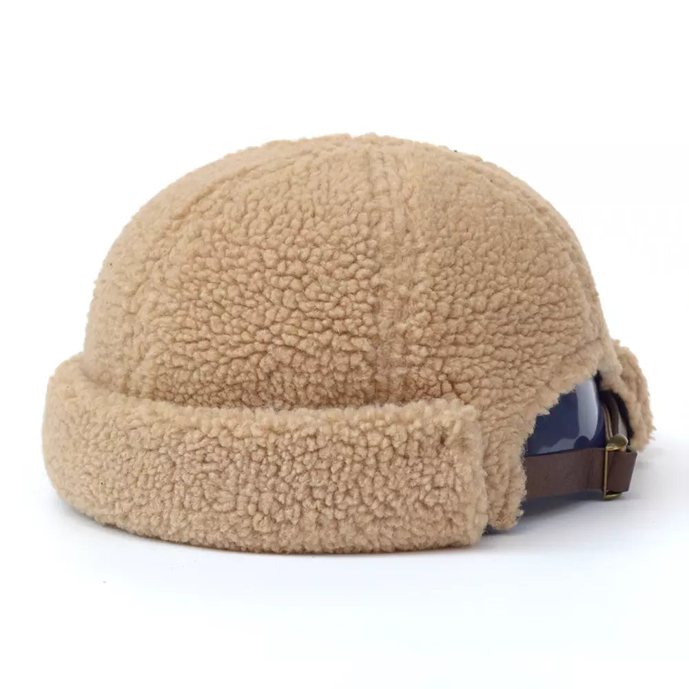 Burnaby Men's Cotton and Fur Winter Docker Cap – Warm Soft Fur, Brimless Shape, Adjustable Fit