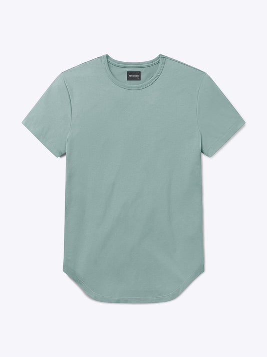 Men's Longline Crew Neck T-Shirt – Extra Length for Taller Men, Trim Tailored Fit | Stormy Sea