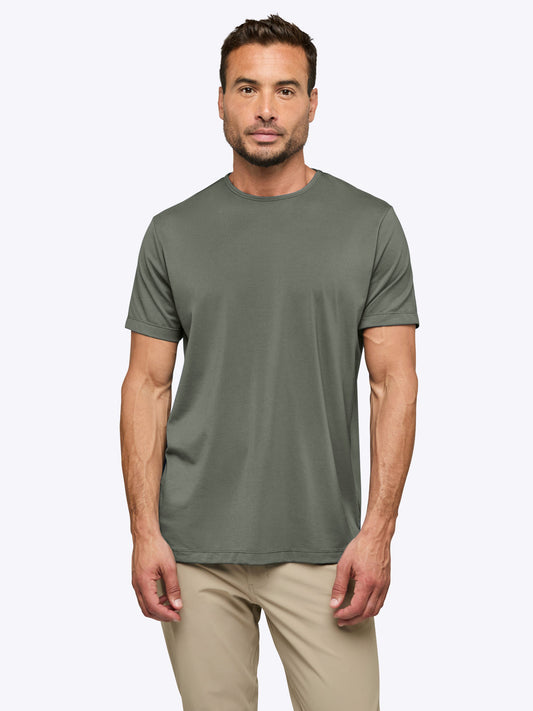 Men's Split Hem Crew Neck T-Shirt – Soft Wrinkle-Resistant Fabric, Tailored Fit Everyday Tee | Gunmetal