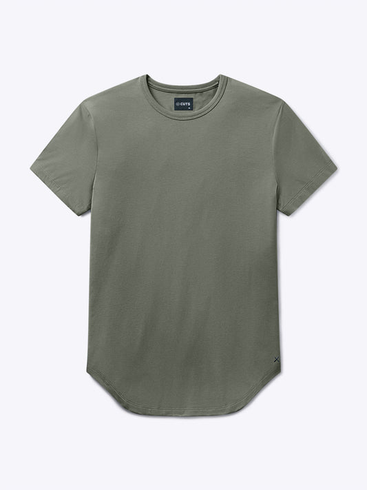 Men's Longline Crew Neck T-Shirt – Extra Length for Taller Men, Trim Tailored Fit | Gunmetal