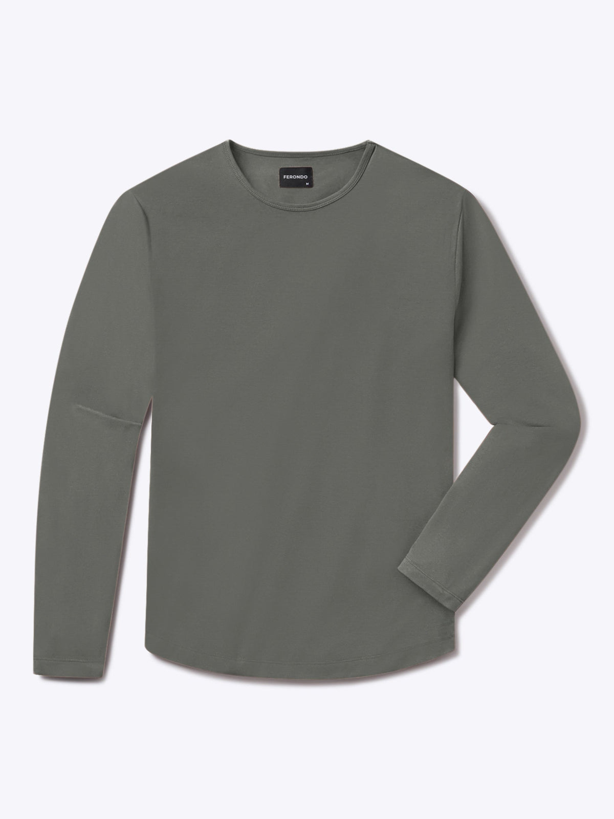 Men's Long Sleeve Curved Hem T-Shirt in Castor Grey – view 1