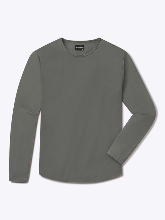 Men's Long Sleeve Curved Hem T-Shirt in Castor Grey – view 1