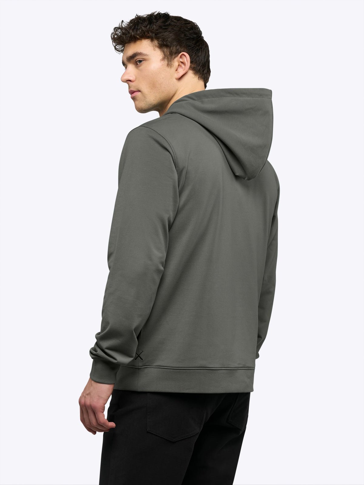 Men's French Terry Pullover Hoodie in Castor Grey – view 3