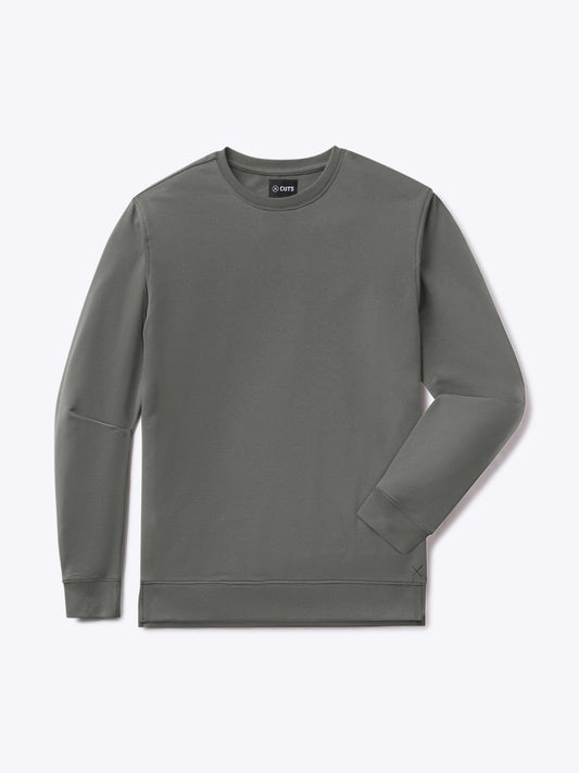 Men's French Terry Split-Hem Crew Neck Sweatshirt in Castor Grey – view 1