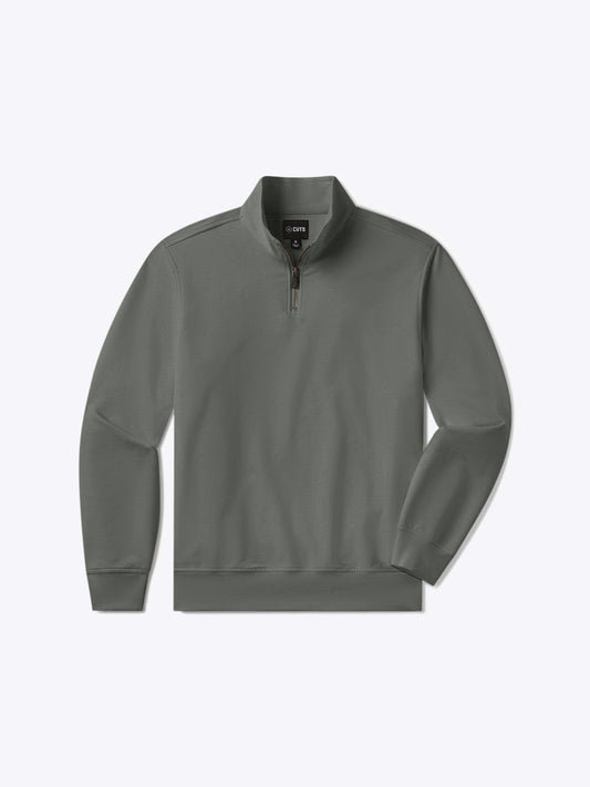Men's French Terry Quarter Zip Sweatshirt in Castor Grey – view 1