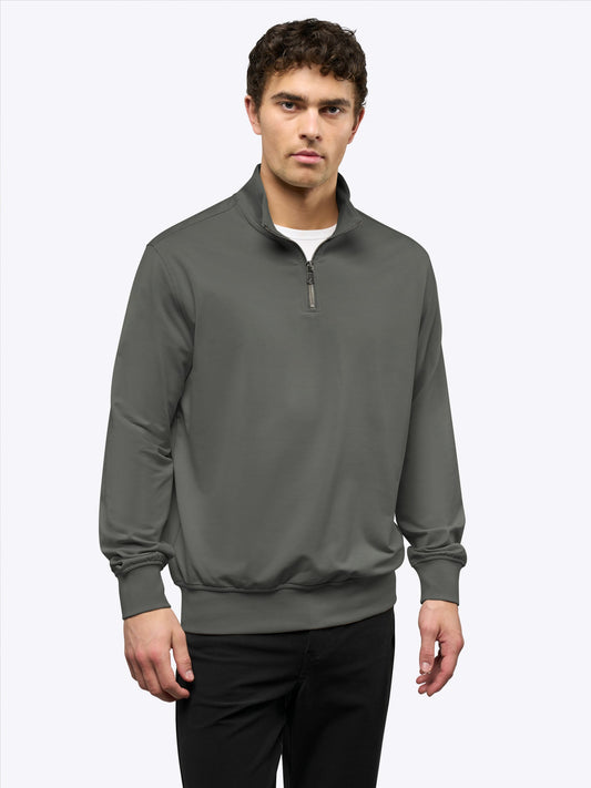 Men's French Terry Quarter Zip Sweatshirt in Castor Grey – view 2