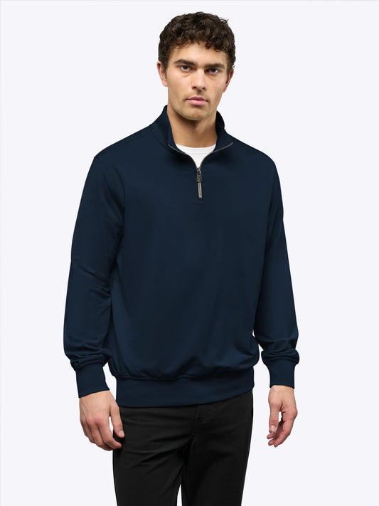 Men's French Terry Quarter Zip Sweatshirt in Pacific Blue – view 2