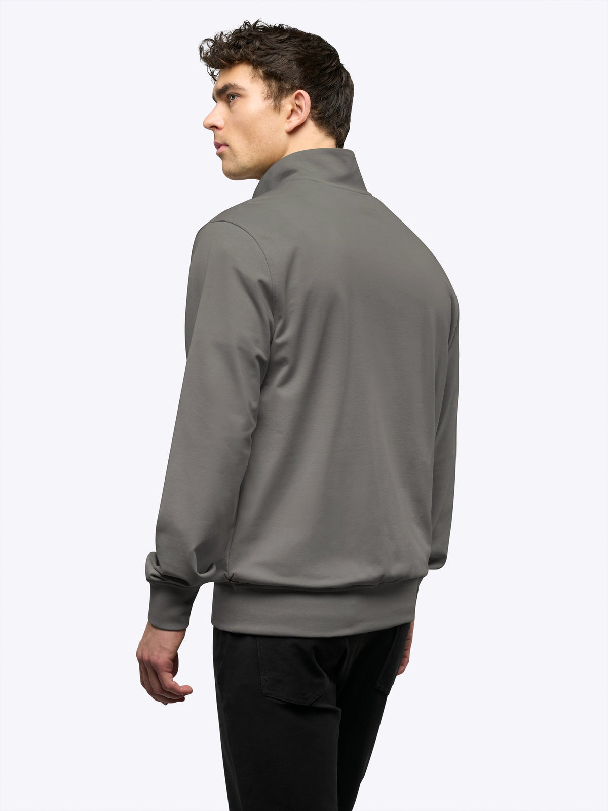 Men's French Terry Quarter Zip Sweatshirt in Charcoal – view 3