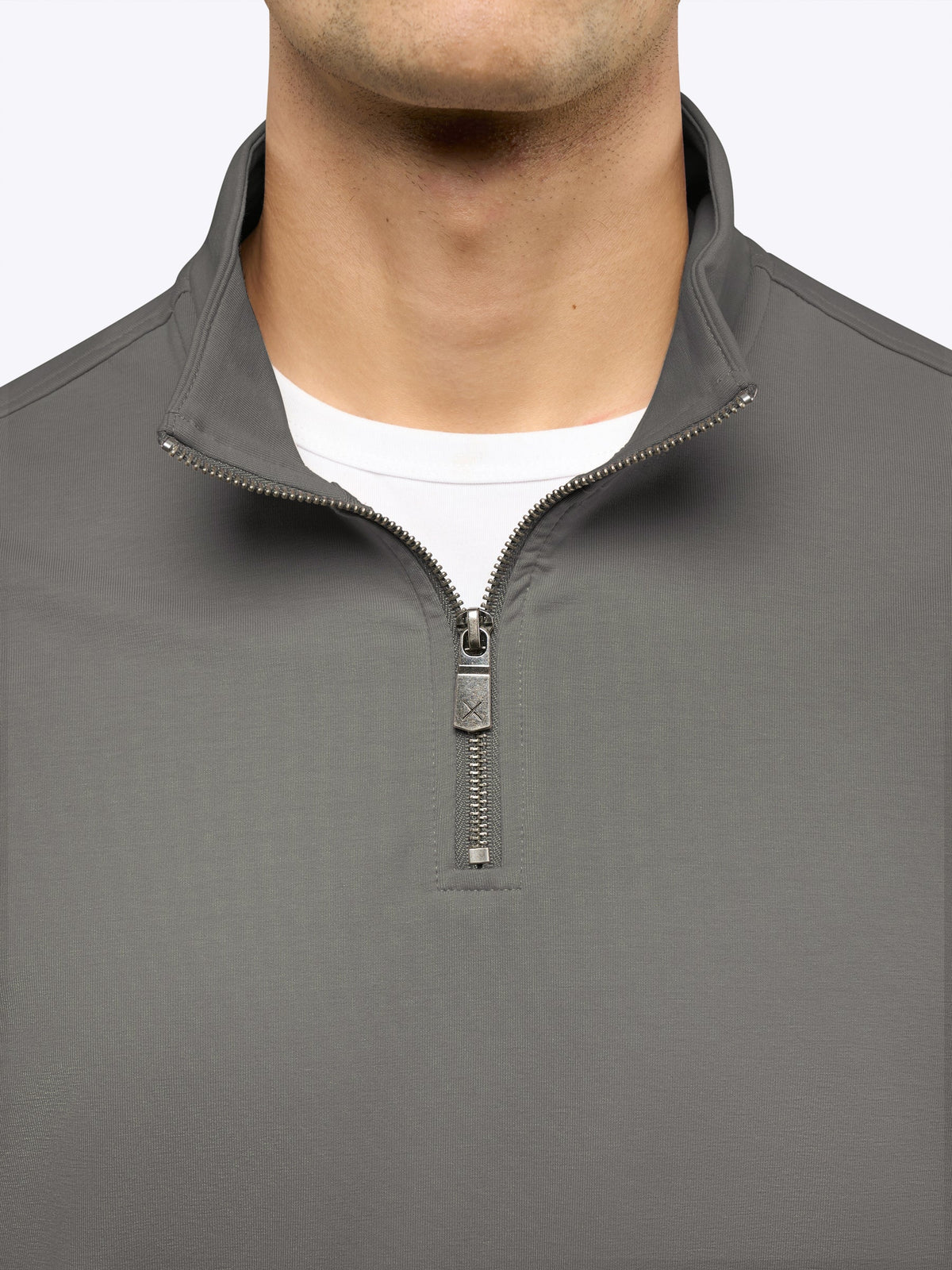 Men's French Terry Quarter Zip Sweatshirt in Charcoal – view 5