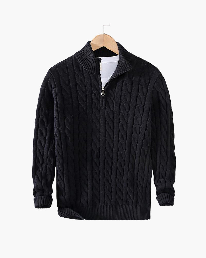 Men's Cotton Cable Knit Half-Zip Jumper – view 9