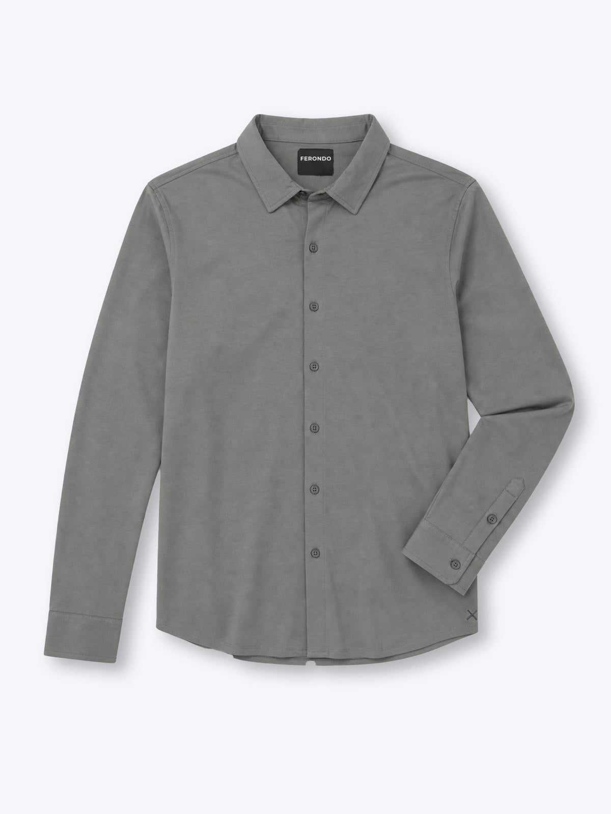 Men's Long Sleeve Stretch Button-Up Shirt in Charcoal – view 1