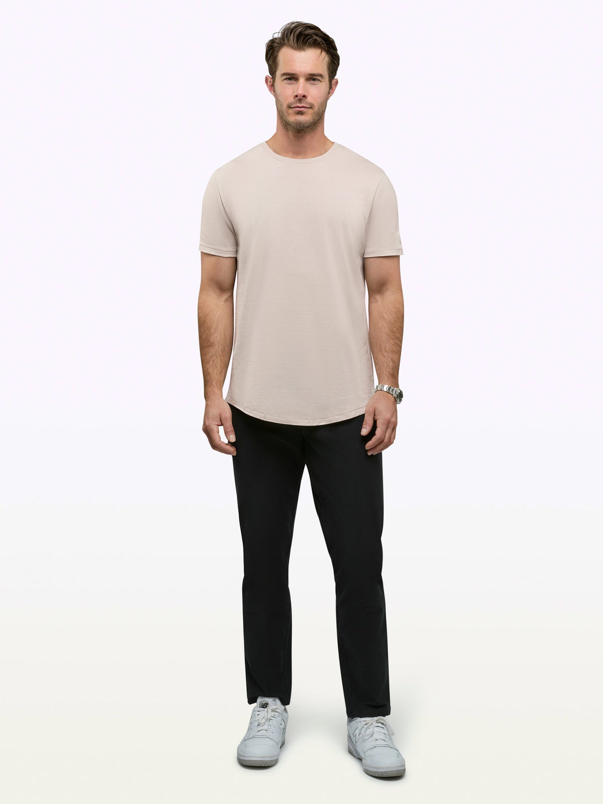 Men's Pima Cotton Lightweight Crew Neck T-Shirt in Clay – view 4