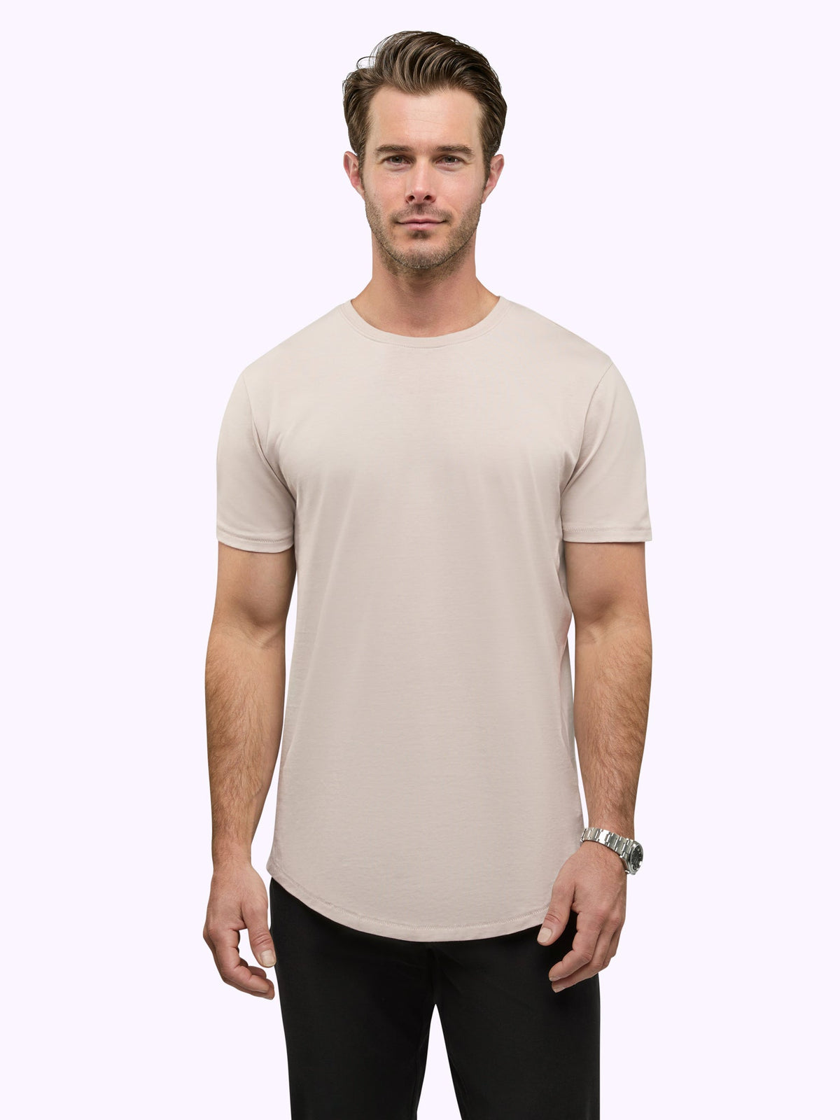 Men's Pima Cotton Lightweight Crew Neck T-Shirt in Clay – view 2