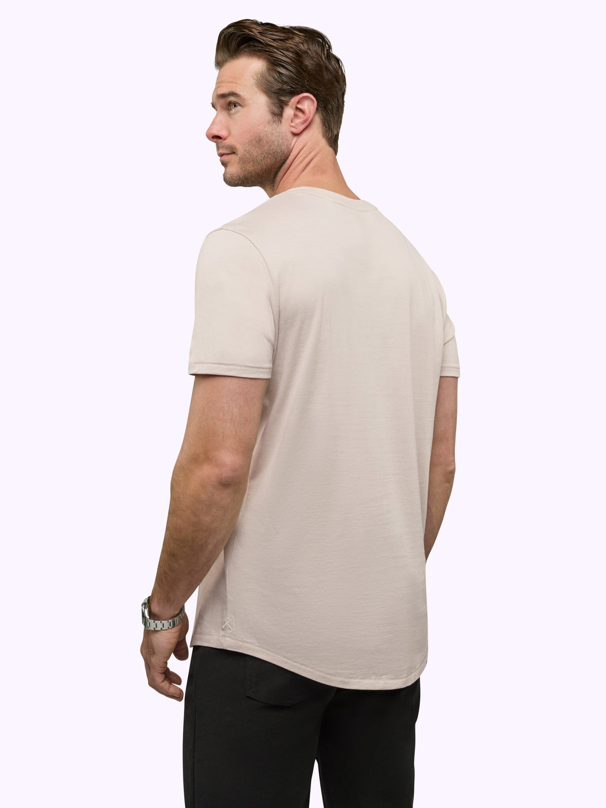 Men's Pima Cotton Lightweight Crew Neck T-Shirt in Clay – view 3