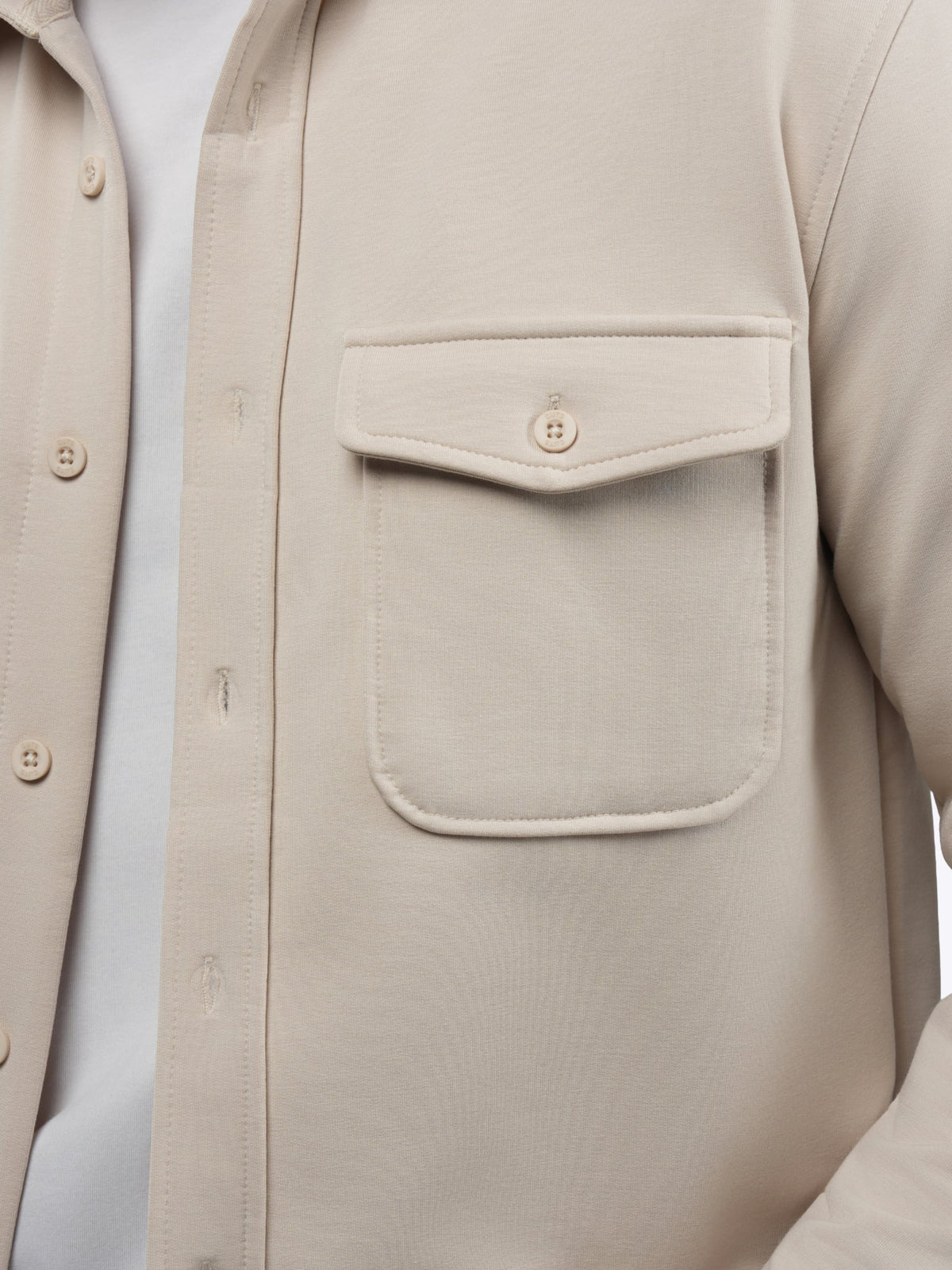 Men's French Terry Button-Up Overshirt in Clay – view 6