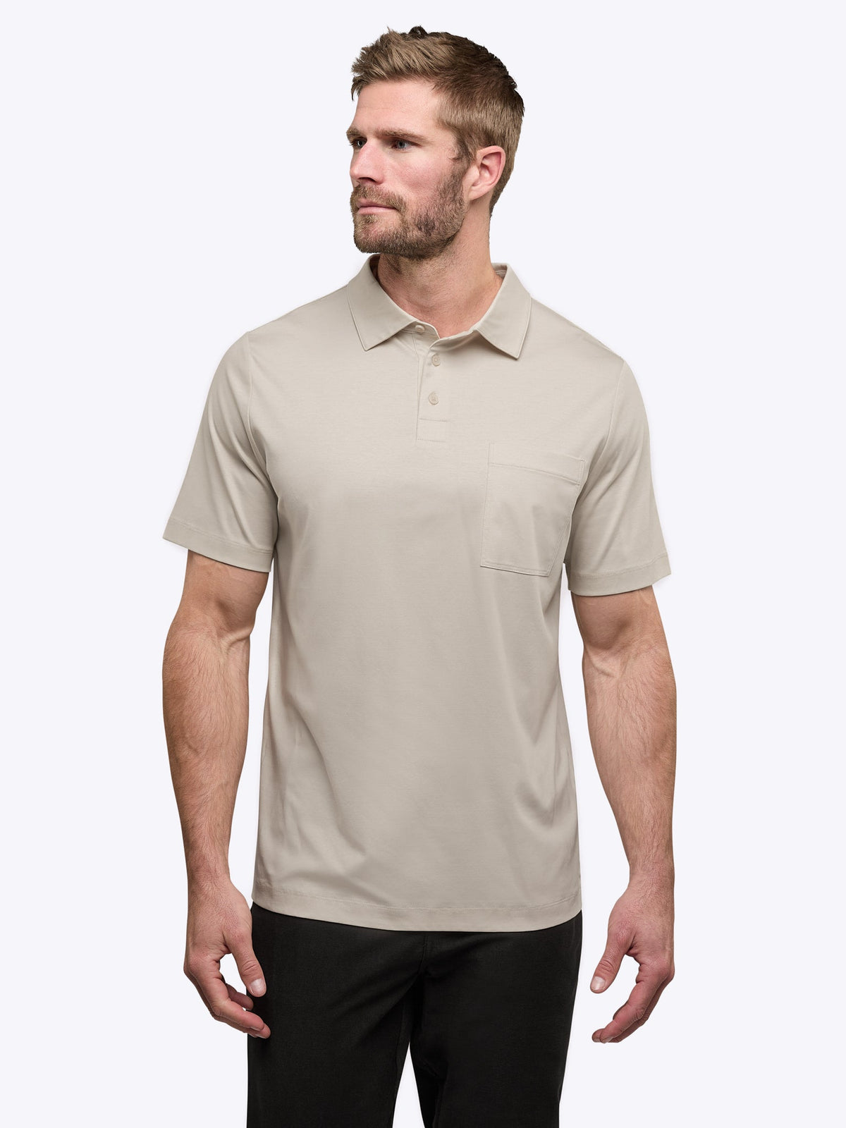 Men's Cotton Interlock Polo Shirt in Clay – view 8