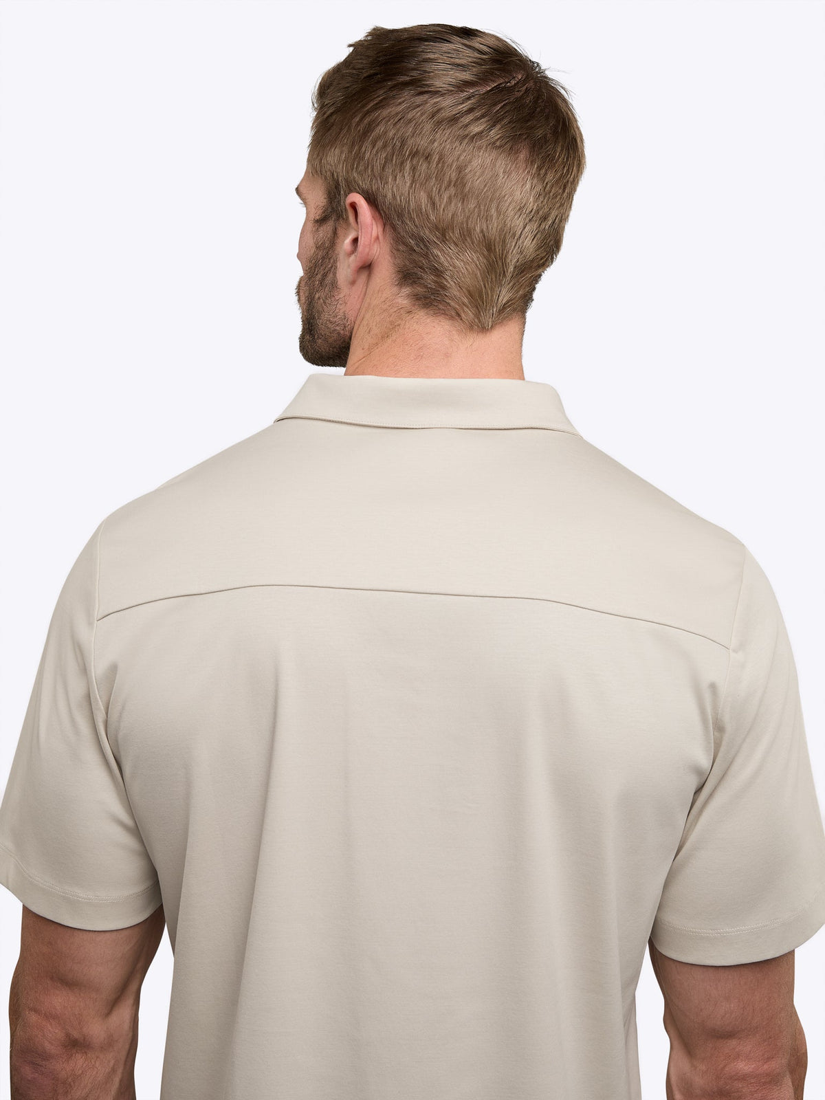 Men's Cotton Interlock Polo Shirt in Clay – view 5