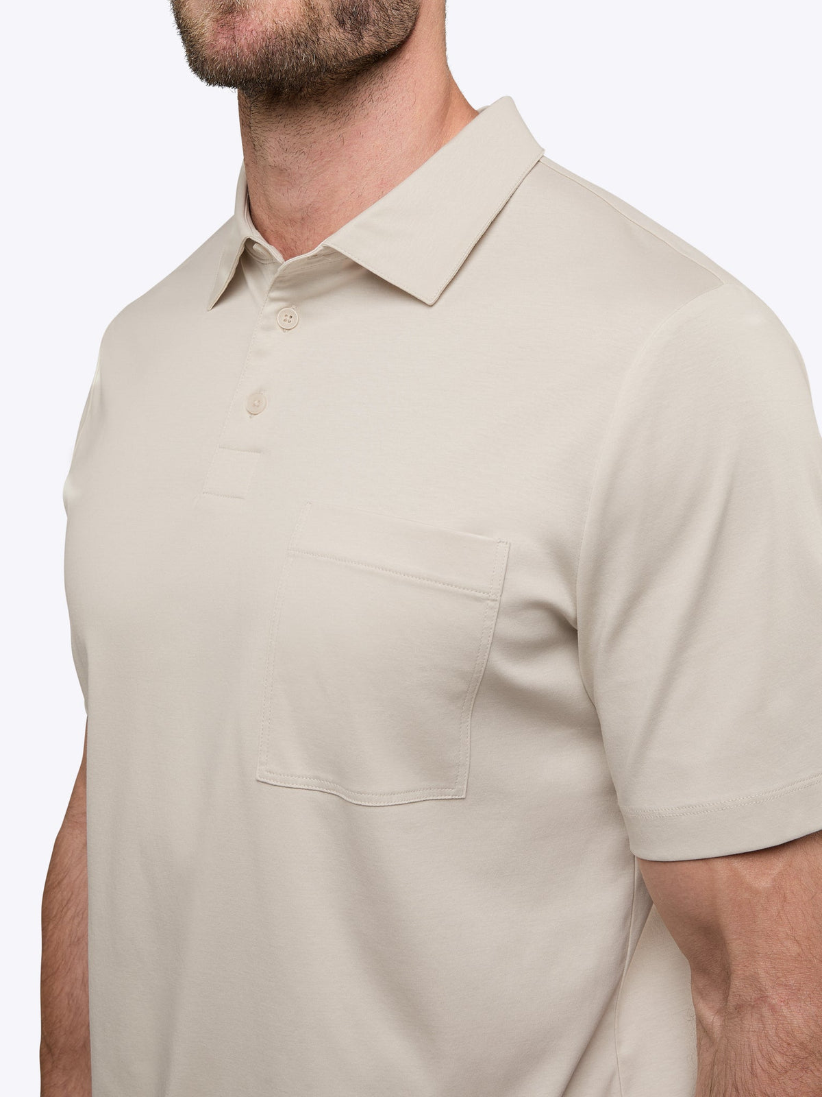Men's Cotton Interlock Polo Shirt in Clay – view 4
