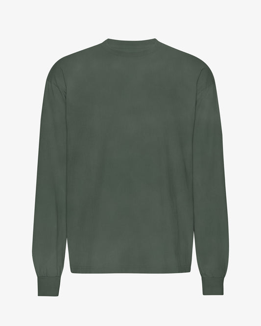Men's Organic Cotton Oversized Long Sleeve T-Shirt – Garment Dyed, Dropped Shoulders, Boxy Cut | Midnight Forest