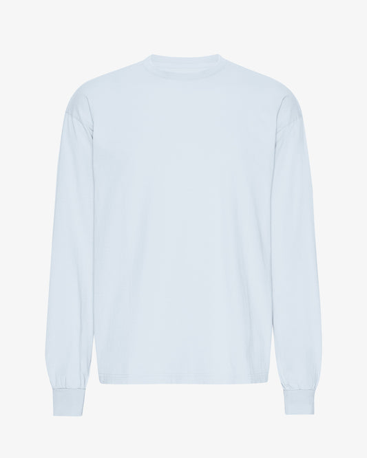 Men's Organic Cotton Oversized Long Sleeve T-Shirt – Garment Dyed, Dropped Shoulders, Boxy Cut | Polar Blue