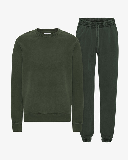 Men's Organic Cotton Crewneck Sweatsuit – Classic Fit Sweatshirt, Tapered Drawstring Sweatpants | Midnight Forest