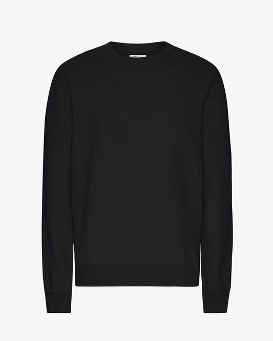 Men's Organic Cotton Crew Neck Sweatshirt – Garment Dyed, Classic Regular Fit Everyday Layer | Deep Black