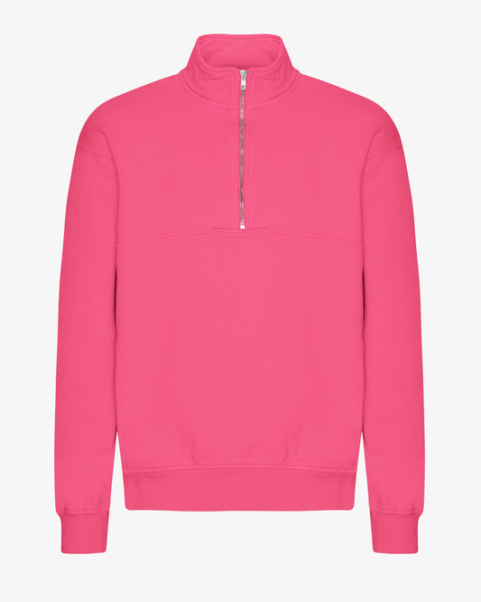 Men's Organic Cotton Quarter Zip Jumper in Bubblegum Pink – view 1