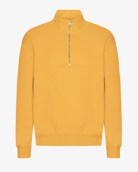 Men's Oversized Organic Cotton Quarter Zip Jumper in Burned Yellow – view 1