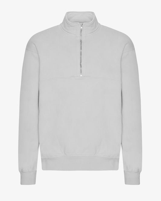 Men's Oversized Organic Cotton Quarter Zip Jumper in Faded Grey – view 1