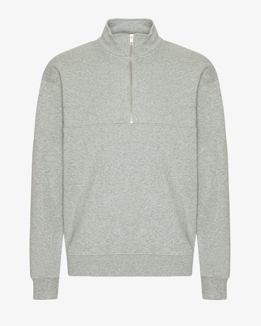 Men's Oversized Organic Cotton Quarter Zip Jumper in Heather Grey – view 1