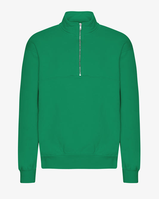 Men's Oversized Organic Cotton Quarter Zip Jumper in Kelly Green – view 1