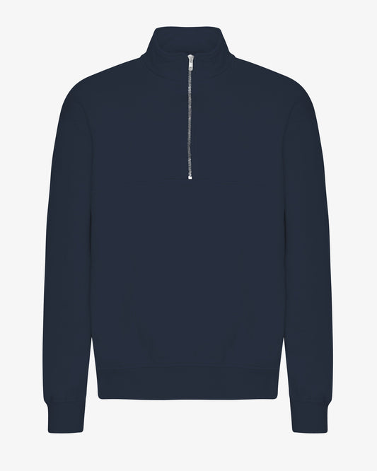 Men's Oversized Organic Cotton Quarter Zip Jumper in Navy Blue – view 1