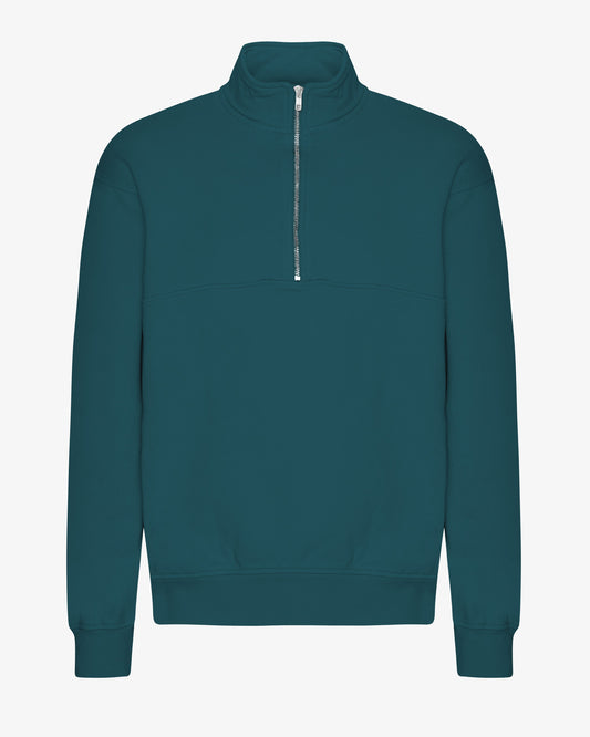 Men's Oversized Organic Cotton Quarter Zip Jumper in Ocean Green – view 1