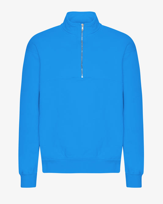 Men's Organic Cotton Quarter Zip Jumper in Pacific Blue – view 1
