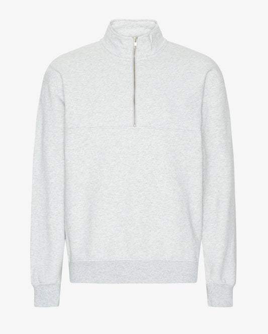 Men's Oversized Organic Cotton Quarter Zip Jumper in Snow Melange – view 1