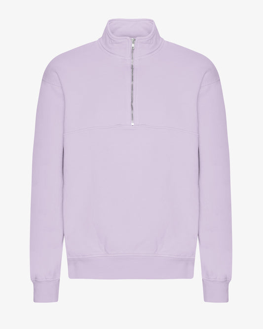 Men's Organic Cotton Quarter Zip Jumper in Soft Lavender – view 1