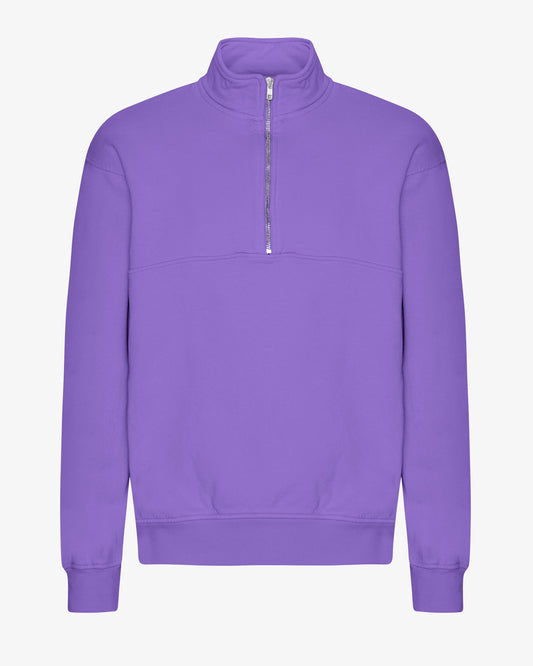 Men's Oversized Organic Cotton Quarter Zip Jumper in Ultra Violet – view 1