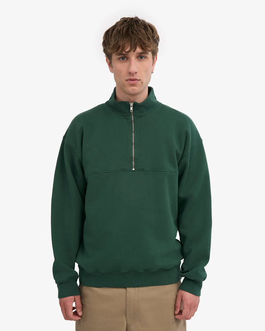 Men's Organic Cotton Quarter Zip Jumper in Emerald Green – view 2