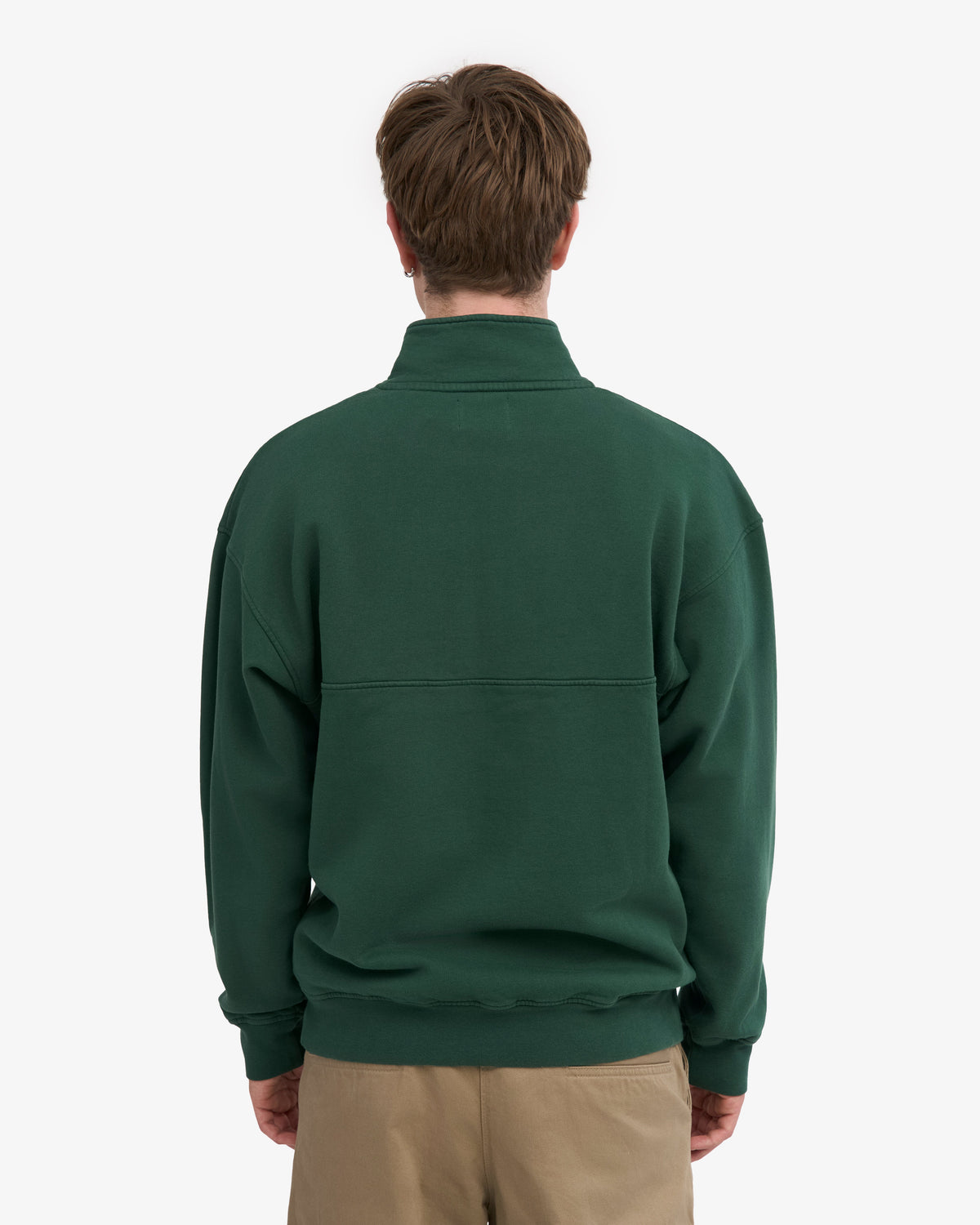 Men's Organic Cotton Quarter Zip Jumper in Emerald Green – view 3