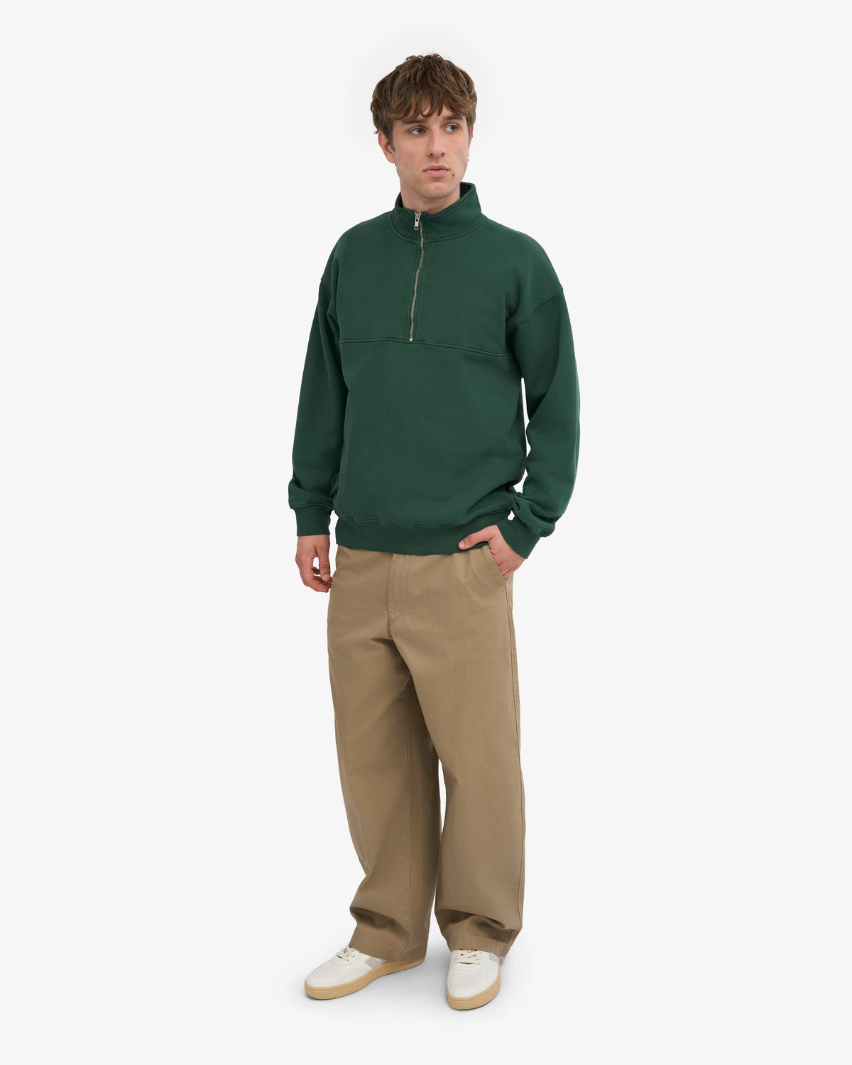 Men's Organic Cotton Quarter Zip Jumper in Emerald Green – view 4