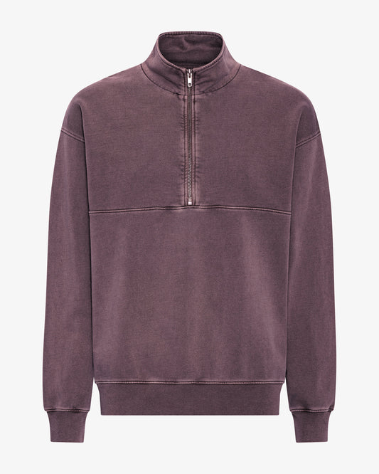 Men's Organic Cotton Quarter Zip Jumper in Faded Grape – view 1