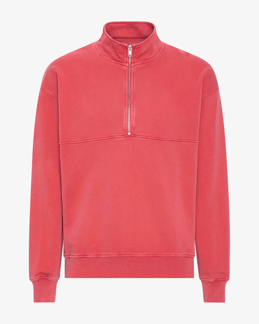 Men's Organic Cotton Quarter Zip Jumper in Faded Red – view 1