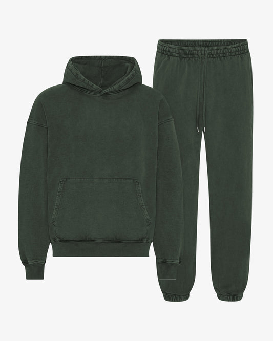 Men's Organic Cotton Hoodie Sweatsuit – Oversized Hoodie with Kangaroo Pocket, Relaxed Sweatpants | Midnight Forest