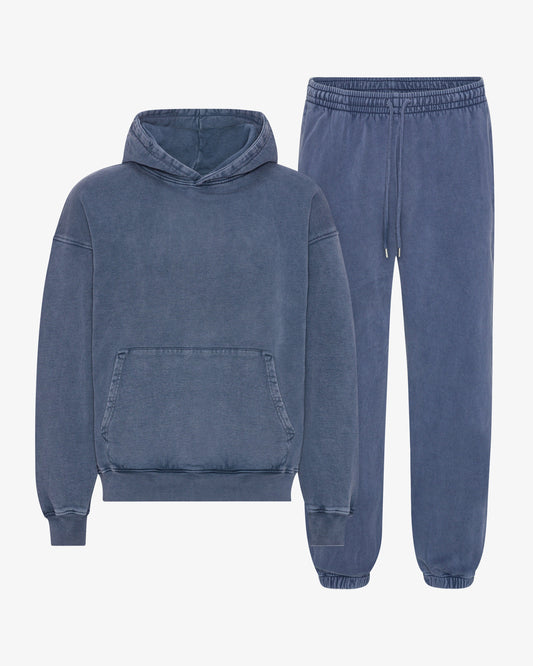 Men's Organic Cotton Hoodie Sweatsuit – Oversized Hoodie with Kangaroo Pocket, Relaxed Sweatpants | Neptune Blue
