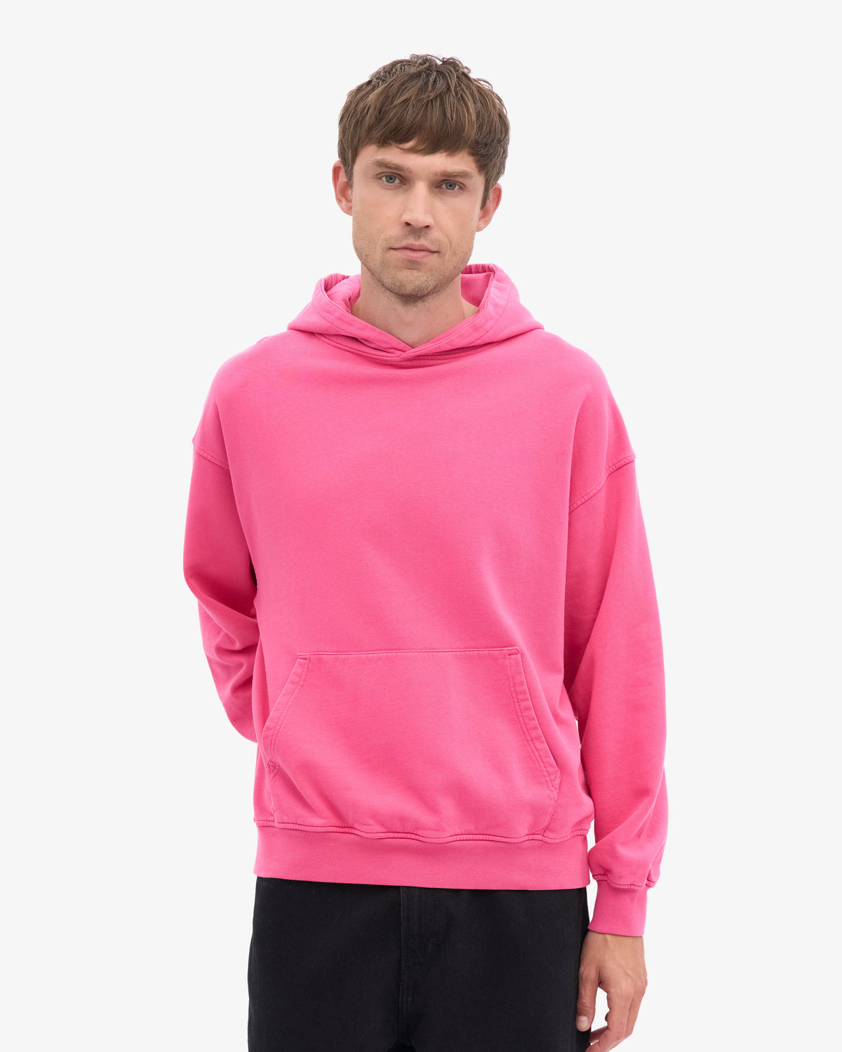 Men's Organic Cotton Oversized Hoodie in Bubblegum Pink – view 2