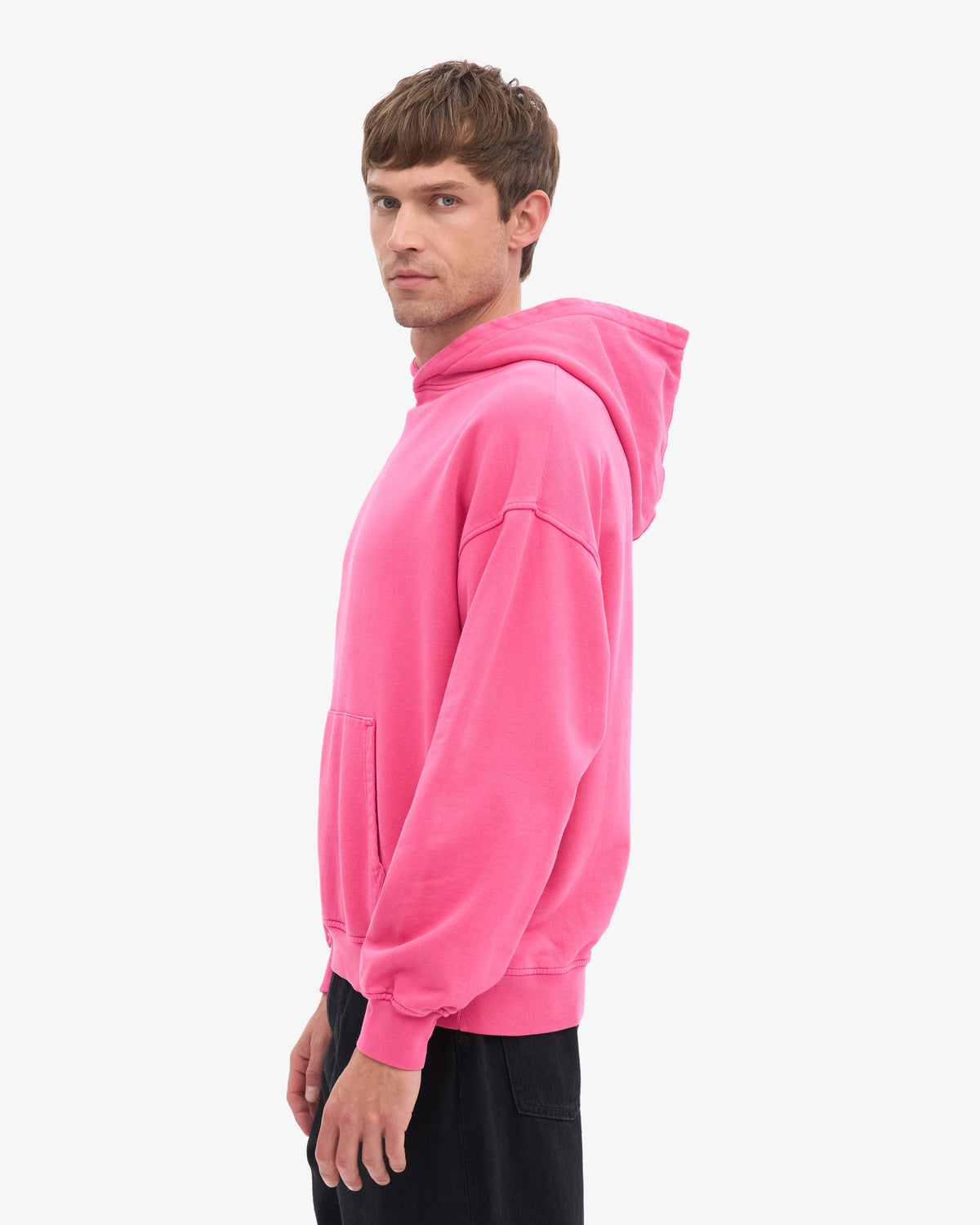 Men's Organic Cotton Oversized Hoodie in Bubblegum Pink – view 3