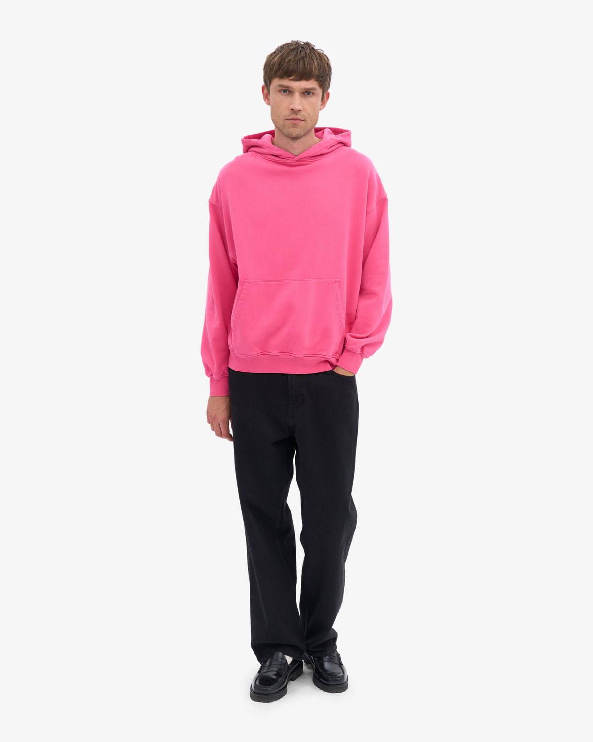 Men's Organic Cotton Oversized Hoodie in Bubblegum Pink – view 5
