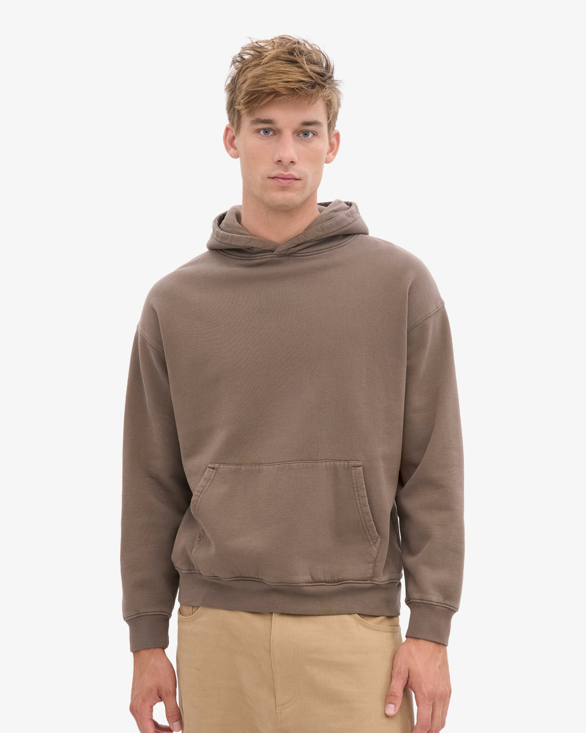 Men's Organic Cotton Oversized Hoodie in Cedar Brown – view 2